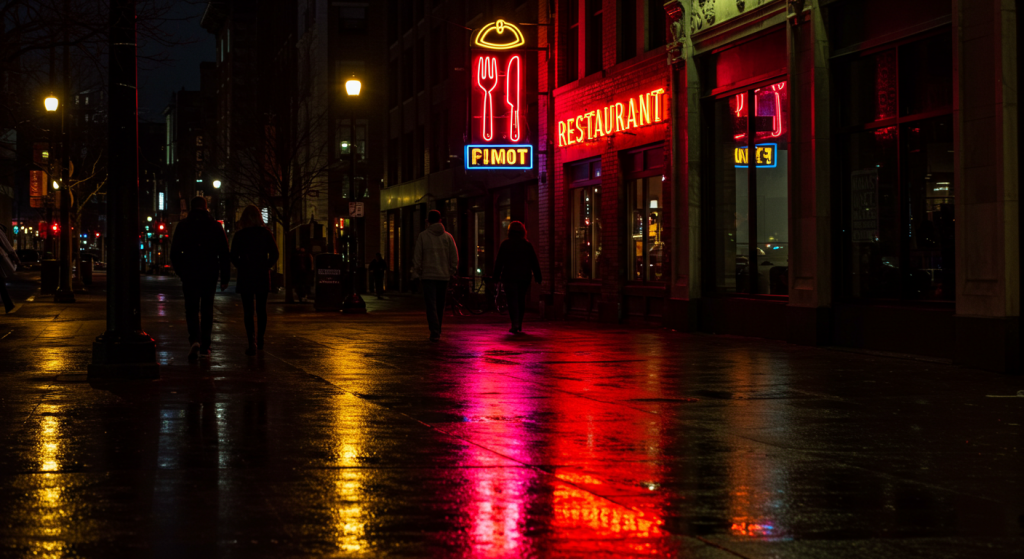Downtown Restaurant Neon Sign
