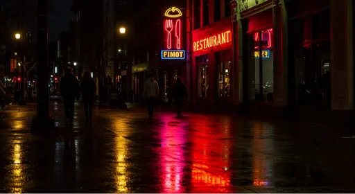 Downtown Restaurant Neon Sign